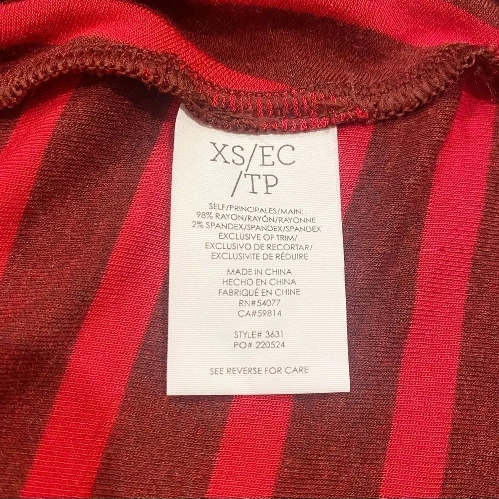 Cabi | Sweet Talk Tee Striped Ruffled Peplum Red Size XS - Picture 7 of 8